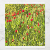 Artistisch weide Poppy Landschap Wijn Etiket (Enkel label)