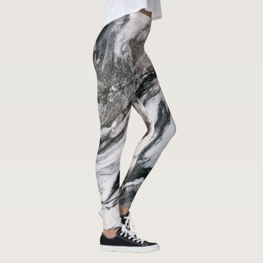 Artistisch wit faux Marmer Patroon Leggings (Rechts)