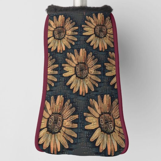 Artistisch zonnebloempatroon golfheadcover (Draai 90)