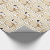 Artistisch zwart Pet Chickadee Wrapping Paper Cadeaupapier (Hoek)
