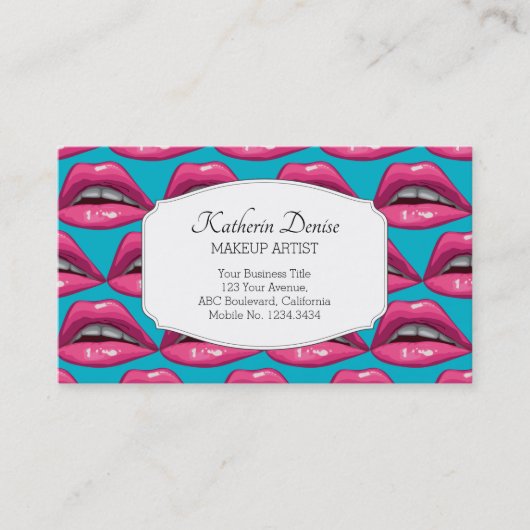 Artistische Pop Kunstroze lips Visitekaartje (Voorkant)