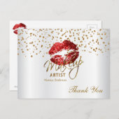 Artistische rode lips op wit briefkaart (Voorkant / Achterkant)