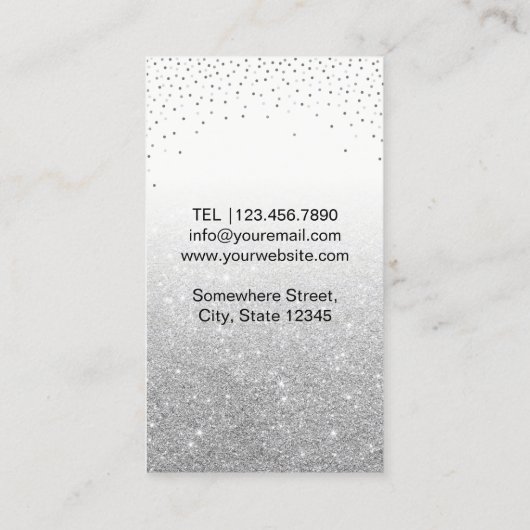 Artistische roze lips crème Silver Glitter Salon Visitekaartje (Achterkant)