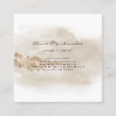 Artistische Waterverf Tan Gold Glitter Cloud Vierkante Visitekaartje (Achterkant)