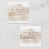 Artistische Waterverf Tan Gold Glitter Cloud Vierkante Visitekaartje (Voorkant / Achterkant)