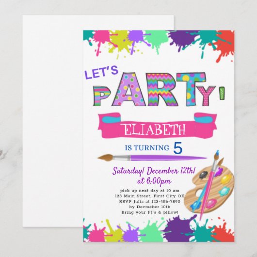 Artistist Different Style Birthday Invitation Kaar (Voorkant / Achterkant)