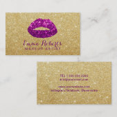 Artistist met moderne Lips Gold en Paarse glitter Visitekaartje (Voorkant / Achterkant)