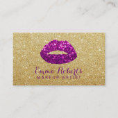 Artistist met moderne Lips Gold en Paarse glitter Visitekaartje (Voorkant)