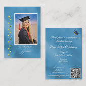 Artistry Blue Graduation Party Invitation Informatiekaartje (Voorkant / Achterkant)