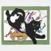 Artist's Black Cat Fleece Deken (Voorkant (Horizontaal))