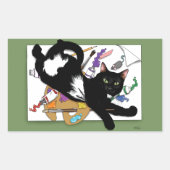 Artist's Black Cat Rechthoekige Sticker (Voorkant)