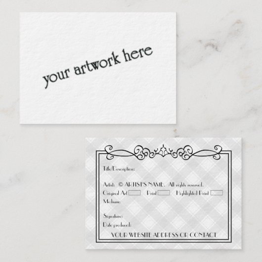 Artists' Blank ACEO Miniature Art Kaarten w COA Visitekaartje (Voorkant / Achterkant)