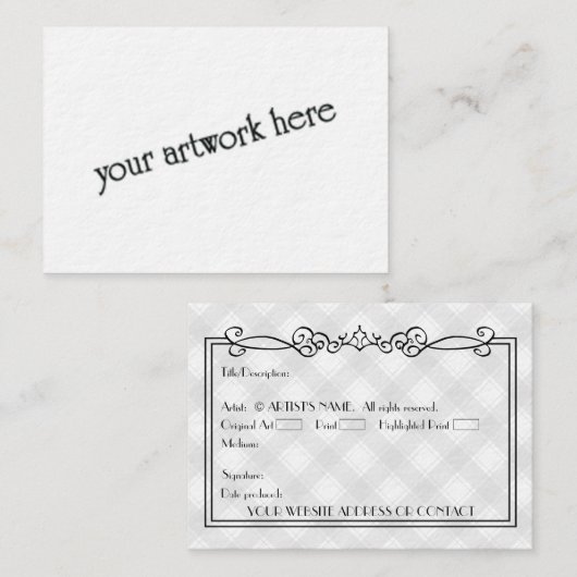 Artists' Blank ACEO Miniature Art Kaarten w COA Visitekaartje (Voorkant / Achterkant)