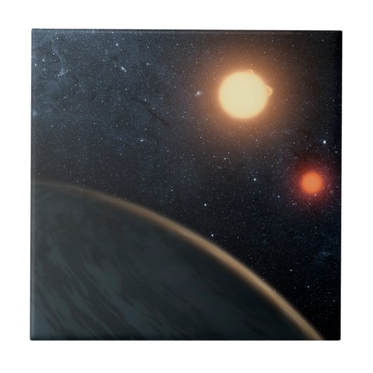 Artist's Concept Illustrating Kepler-16b. Tegeltje (Voorkant)