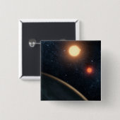 Artist's Concept Illustrating Kepler-16b. Vierkante Button 5,1 Cm (Voorkant /achterkant)