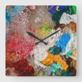 Artist's Palette wall clock Vierkante Klok (Voorkant)