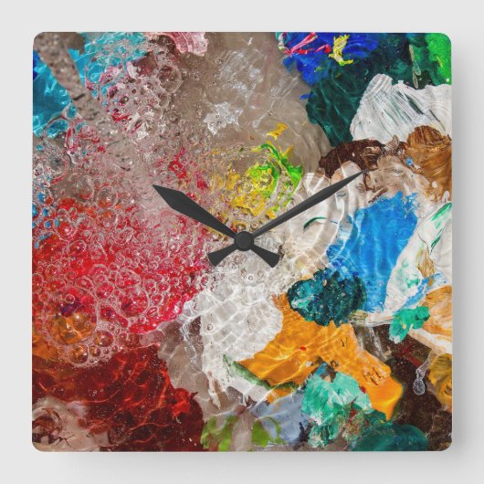 Artist's Palette wall clock Vierkante Klok (Voorkant)