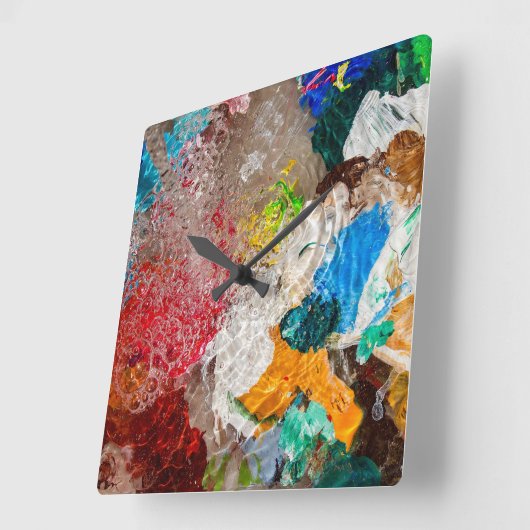 Artist's Palette wall clock Vierkante Klok (Hoek)