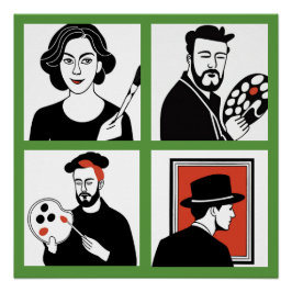 Artists Quartet Glossy Poster