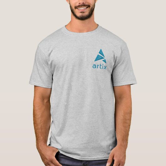 Artix logo brandmerk links op borstgrijs T-shirt (Voorkant)