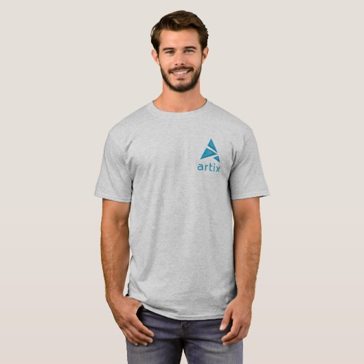Artix logo brandmerk links op borstgrijs T-shirt (Voorkant volledig)