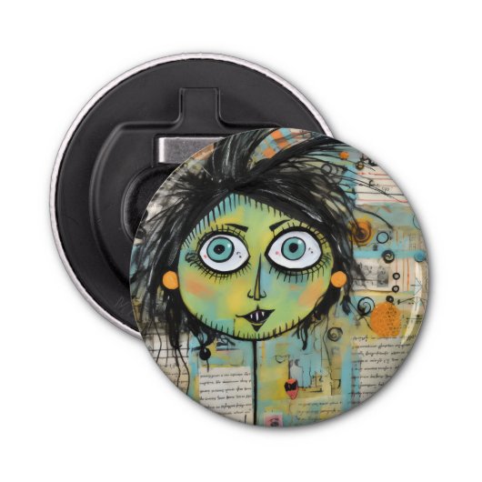 ArtLady 15 Charmant en bedroefd Button Flesopener (Voorkant)