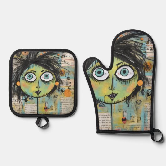 ArtLady 15 Charmant en bedroefd Ovenwant & Pannenlap Set (Voorkant)