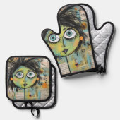 ArtLady 15 Charmant en bedroefd Ovenwant & Pannenlap Set (Voorkant / Achterkant)