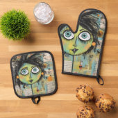 ArtLady 15 Charmant en bedroefd Ovenwant & Pannenlap Set (Top down)