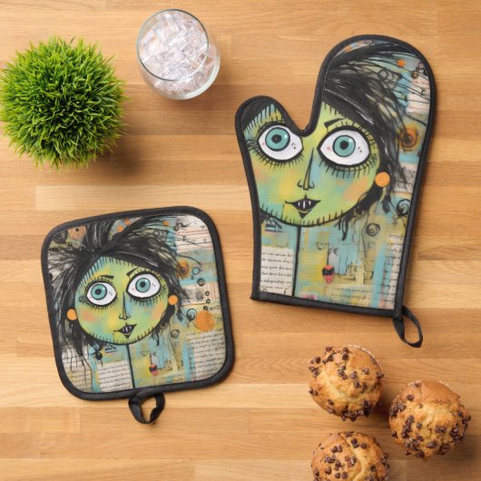 ArtLady 15 Charmant en bedroefd Ovenwant & Pannenlap Set (Top down)