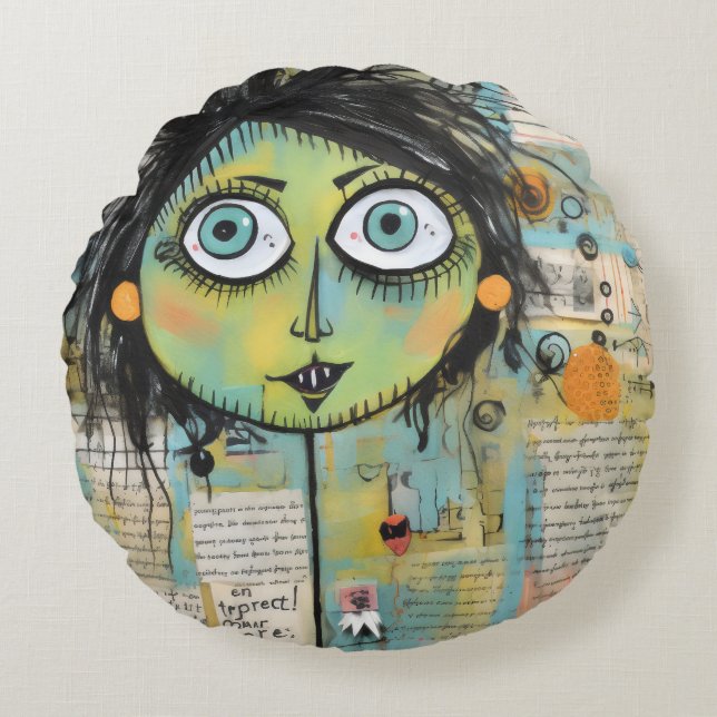 ArtLady 15 Charmant en bedroefd Rond Kussen (Voorkant)