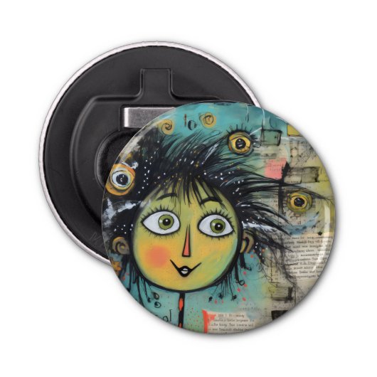 ArtLady 17 Charmant en bedroefd Button Flesopener (Voorkant)