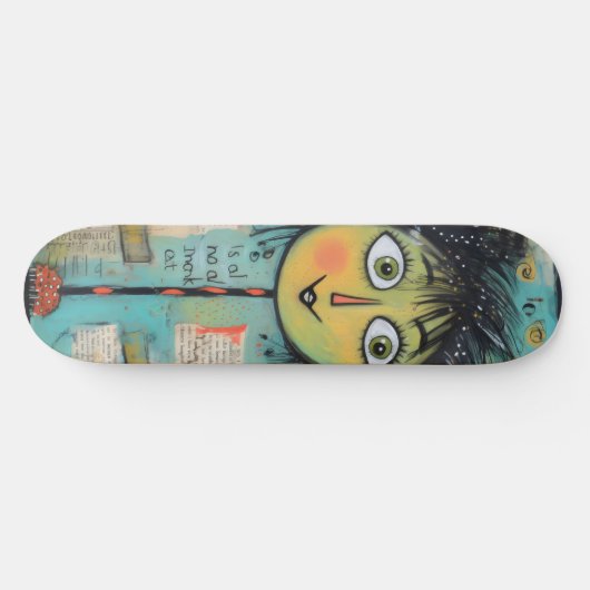 ArtLady 17 Charmant en bedroefd Persoonlijk Skateboard (Horizontaal)