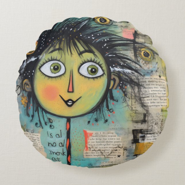 ArtLady 17 Charmant en bedroefd Rond Kussen (Voorkant)