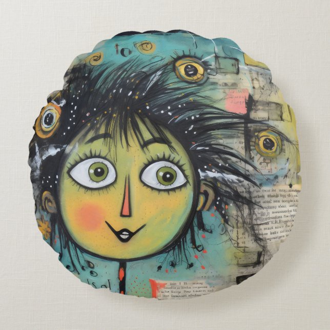 ArtLady 17 Charmant en bedroefd Rond Kussen (Voorkant)
