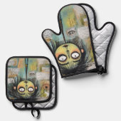 ArtLady 18 Charmant en bedroefd Ovenwant & Pannenlap Set (Voorkant / Achterkant)