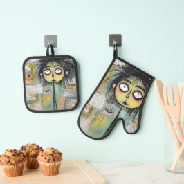 ArtLady 18 Charmant en in de war Ovenwant & Pannenlap Set
