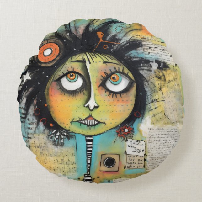 ArtLady 19 Charmant en bedroefd Rond Kussen (Voorkant)