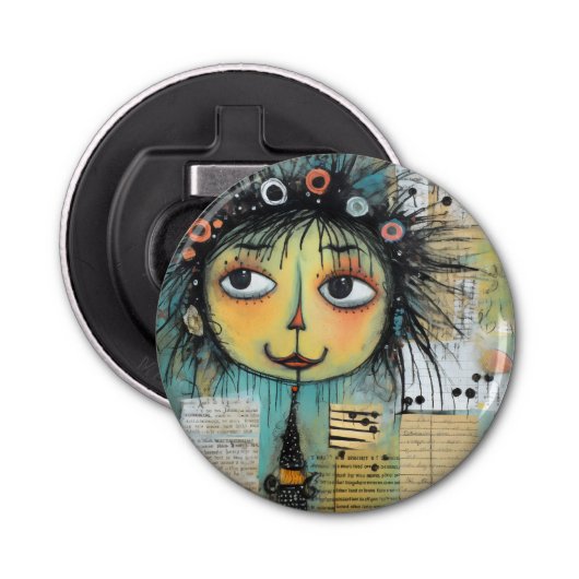 ArtLady 1 Charmant en verontrust Button Flesopener (Voorkant)