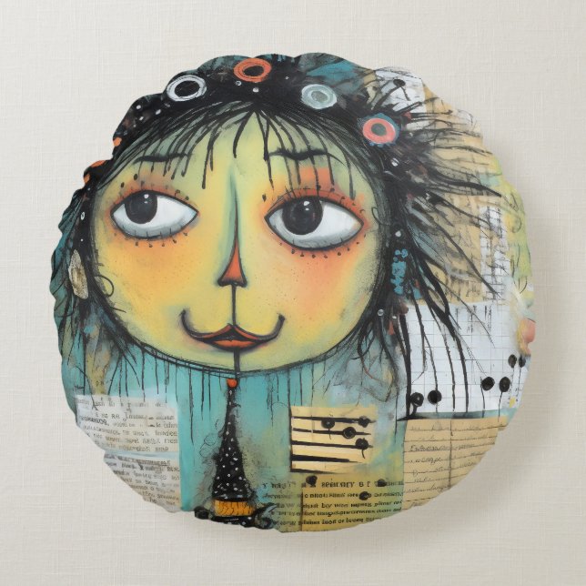 ArtLady 1 Charmant en verontrust Rond Kussen (Voorkant)