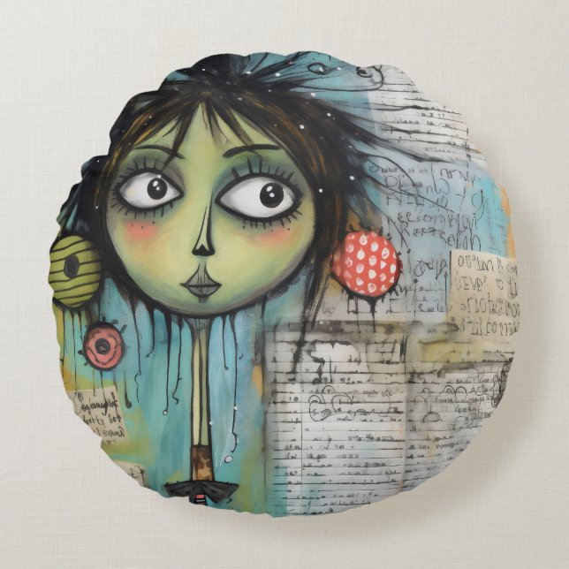 ArtLady 20 Charmant en verontrust Rond Kussen (Voorkant)