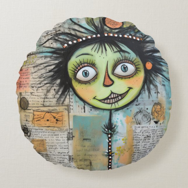 ArtLady 23 Charmant en verontrust Rond Kussen (Voorkant)