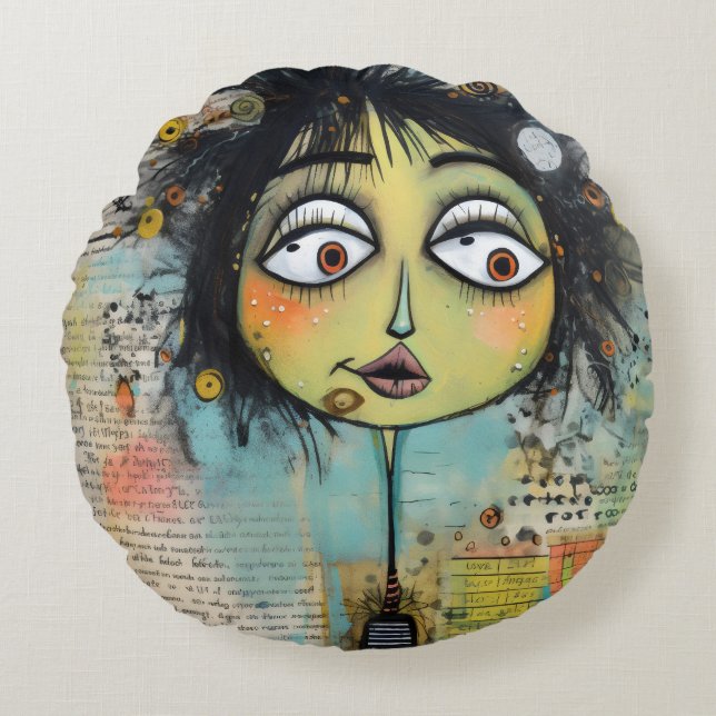 ArtLady 26 Charmant en verontrust Rond Kussen (Voorkant)