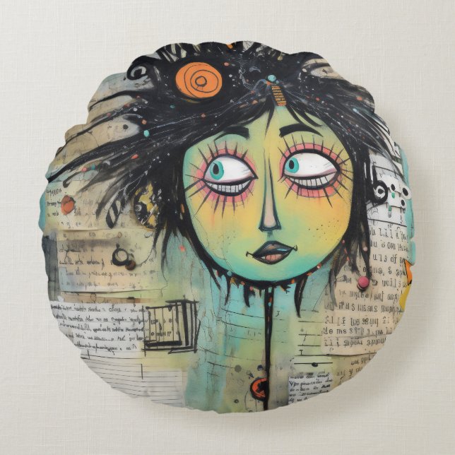 ArtLady 27 Charmant en verontrust Rond Kussen (Voorkant)