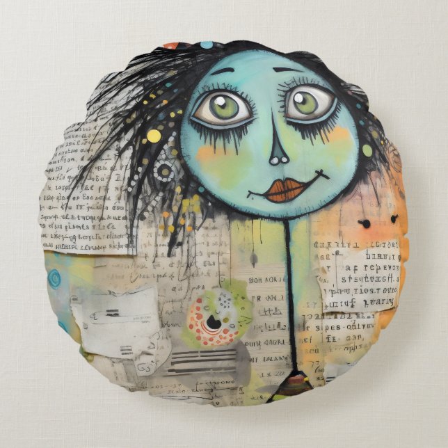 ArtLady 2 Charmant en verontrust Rond Kussen (Voorkant)