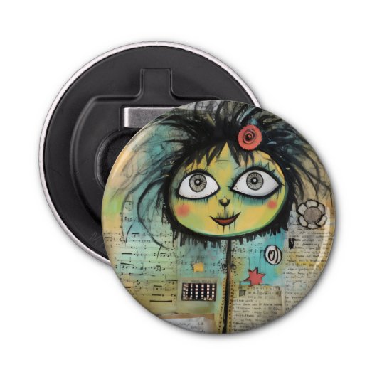 ArtLady 4 Charmant en verontrust Button Flesopener (Voorkant)