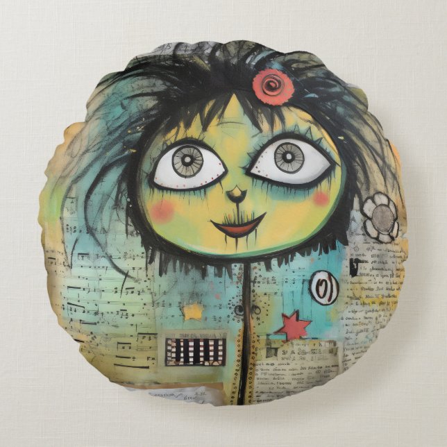 ArtLady 4 Charmant en verontrust Rond Kussen (Voorkant)