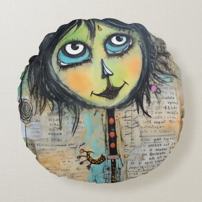 ArtLady 5 Charmant en verontrust Rond Kussen (Voorkant)