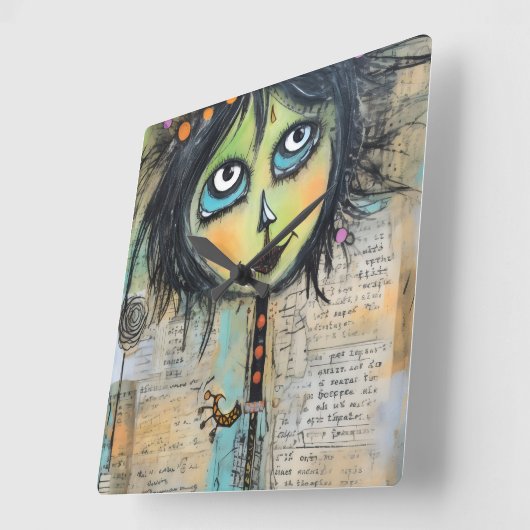 ArtLady 5 Charmant en verontrust Vierkante Klok (Hoek)