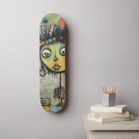 ArtLady 7 Charmant en verontrust Persoonlijk Skateboard (Muurkunst)